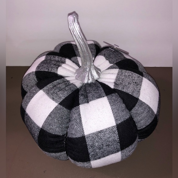 Black and White Plaid Pumpkin - Picture 1 of 3